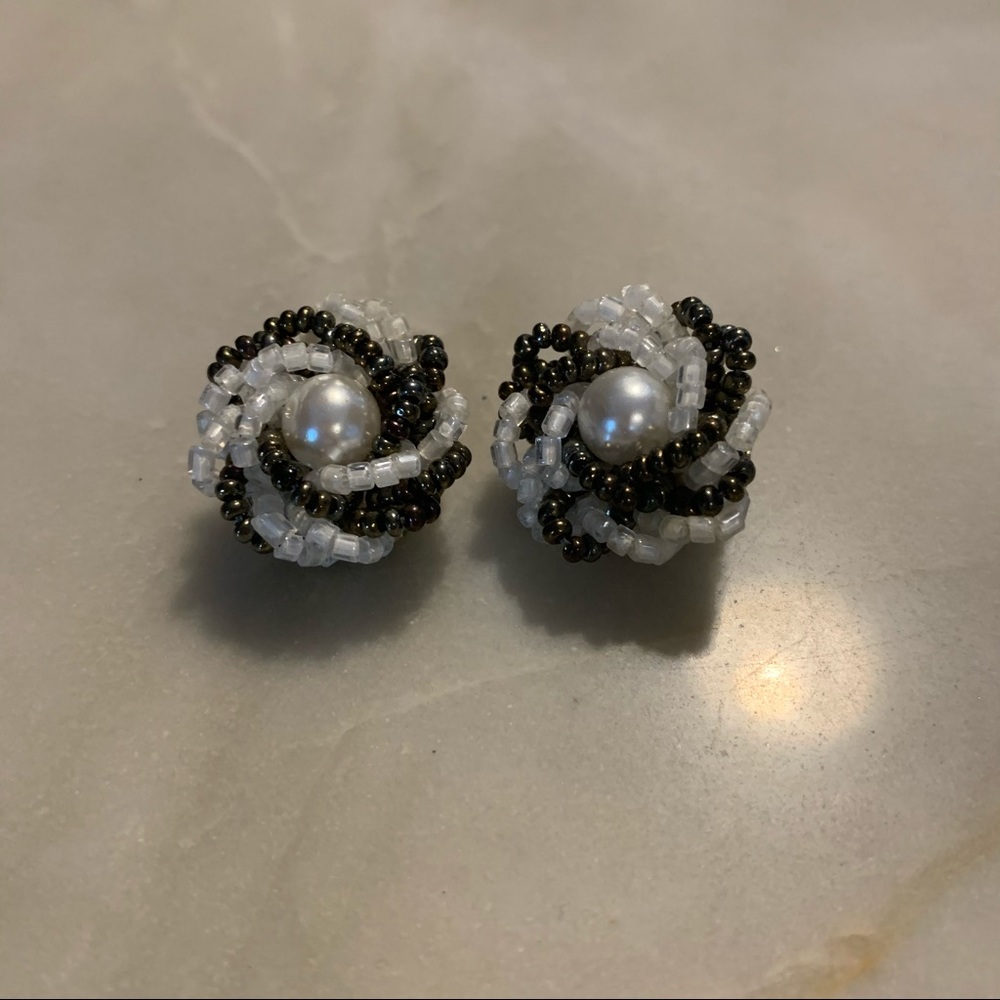Vintage Beaded & Pearl Clip-On Earrings